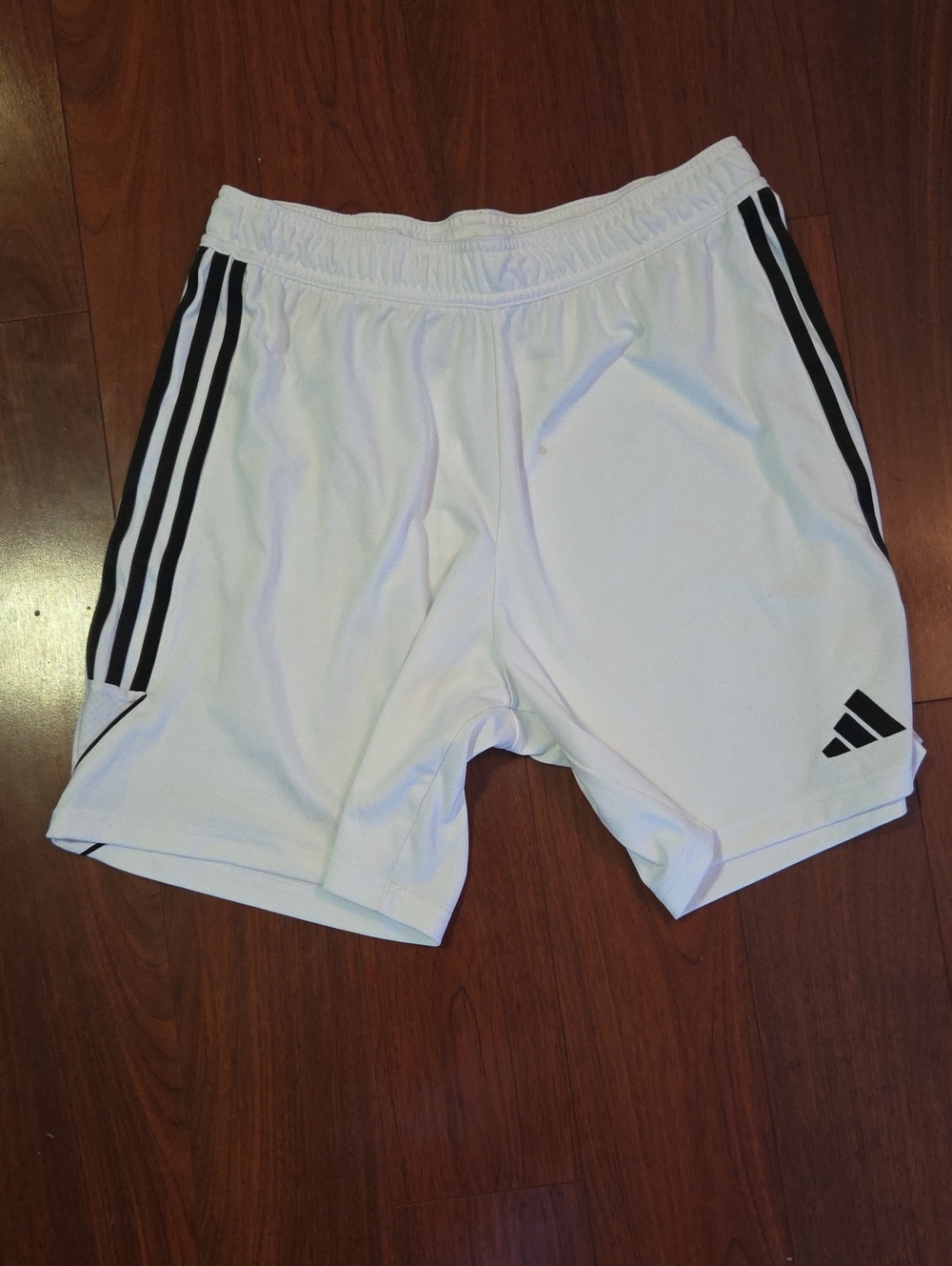 adidas Men’s White Athletic Shorts with Black Three-Stripes